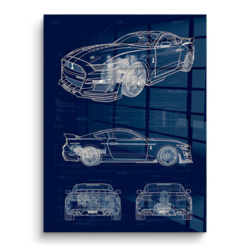 Plan technique de voiture de sport - tableau PVC brillant