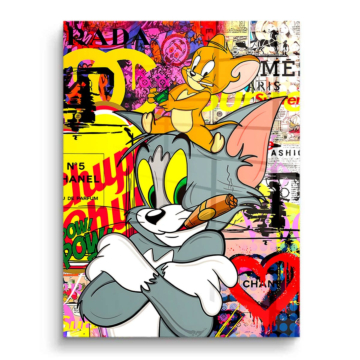 Pop art inspiré de Tom et Jerry - tableau PVC brillant
