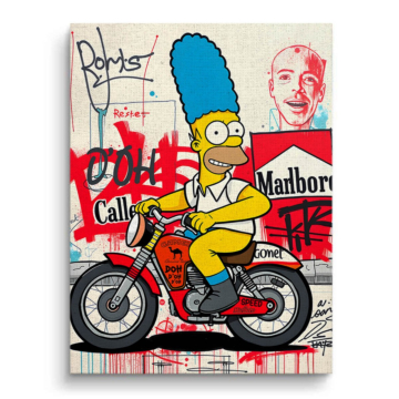 Bart Simpson Inspired Motorcycle Canvas Art