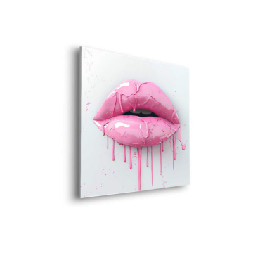 Tropfende pinke Lippen - Dibond-Bild matt