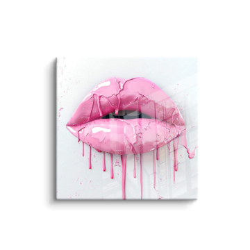 Tropfende pinke Lippen - PVC-Bild glänzend