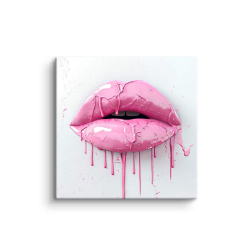 Tropfende pinke Lippen - PVC-Bild matt