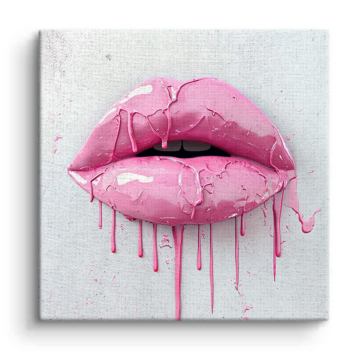 Dripping Pink Lips Canvas Art