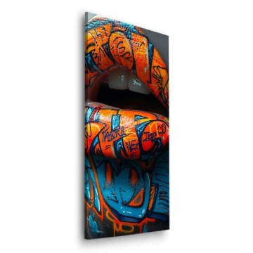 Graffiti Lips Close Up Dibond Matt Art