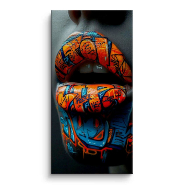 Graffiti Lips Close Up Canvas Art