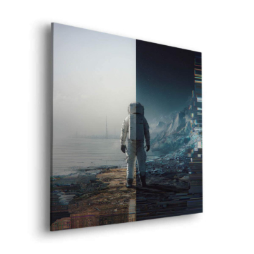 Astronaut Stadt Dive - Dibond-Bild matt