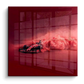 Fumée rouge inspirée de Scuderia Ferrari - tableau PVC brillant
