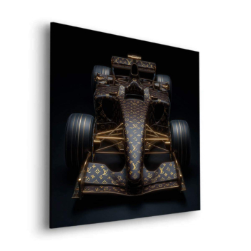 Schwarzes F1-Auto inspiriert von Louis Vuitton - Dibond-Bild matt