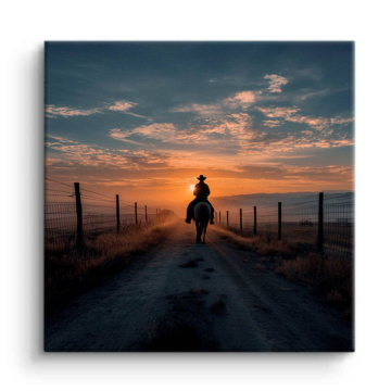 Cowboy Sunset Ride Canvas Art