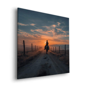 Cowboyritt bei Sonnenuntergang - Dibond-Bild matt