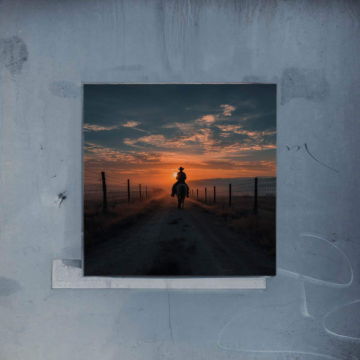 Cowboyritt bei Sonnenuntergang - Poster