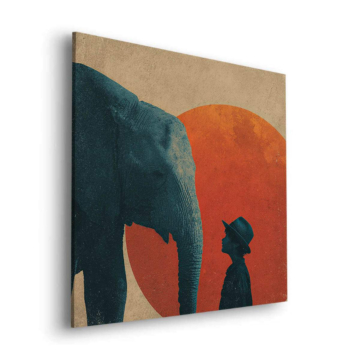 Elephant and Small Figure Dibond Matt Art