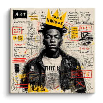 Portrait d'artiste inspiré de Basquiat - tableau PVC mat