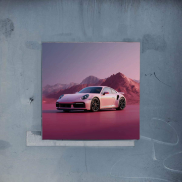 Desierto rosa inspirado en Porsche 911 - póster