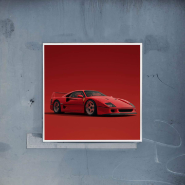 Czerwony inspirowany Ferrari f40 - plakat