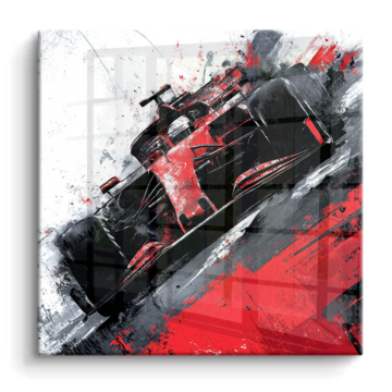 Carrera abstracta inspirada en Ferrari F1 - cuadro PVC brillante