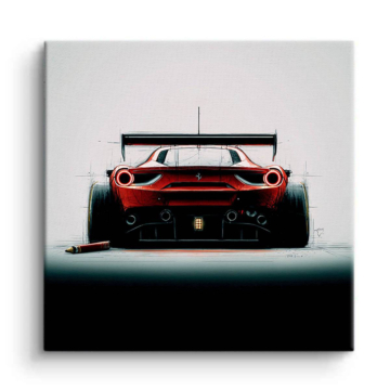 Ferrari Racer Inspired Rear View Canvas Art
