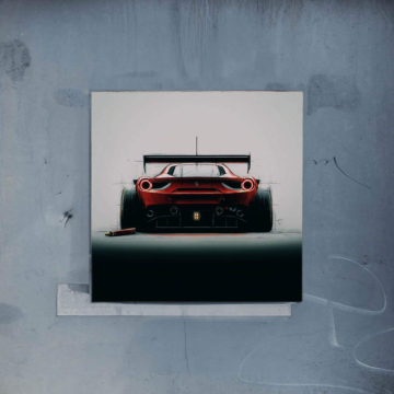 Bolide vu de l'arrière inspiré de Ferrari - poster