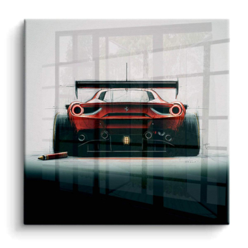 Bolide vu de l'arrière inspiré de Ferrari - tableau PVC brillant