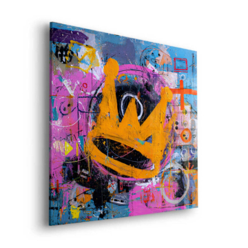Krone Graffiti inspiriert von Basquiat - Acrylglasbild