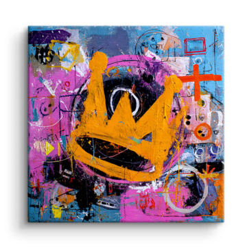 Krone Graffiti inspiriert von Basquiat - Leinwandbild