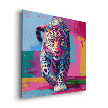 Leopardo colorido corriendo - cuadro Dibond mate