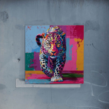 Kolorowy lampart biegnący - plakat