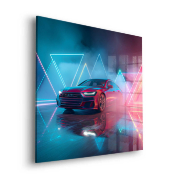 Neon-Sportwagen inspiriert von Audi - Acrylglasbild