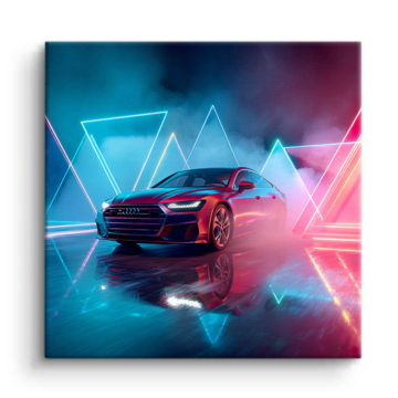 Neon-Sportwagen inspiriert von Audi - Leinwandbild