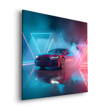 Bolide néon inspiré de Audi - tableau Dibond mat