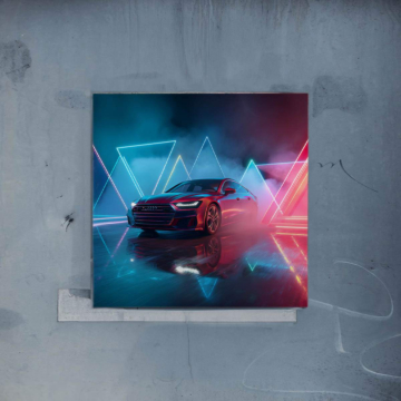 Neon-Sportwagen inspiriert von Audi - Poster