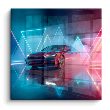 Neon-Sportwagen inspiriert von Audi - PVC-Bild glänzend