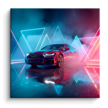 Bolide néon inspiré de Audi - tableau PVC mat