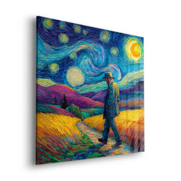Promenade étoilée inspirée de Van Gogh - tableau en verre acrylique