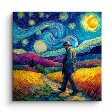 Van Gogh Inspired Starry Walk Canvas Art