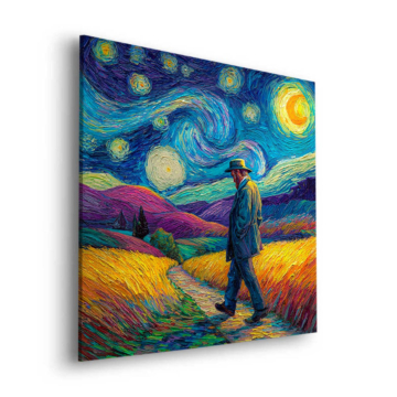 Promenade étoilée inspirée de Van Gogh - tableau Dibond mat