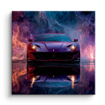 Ferrari Inspired Neon Smoke Canvas Art