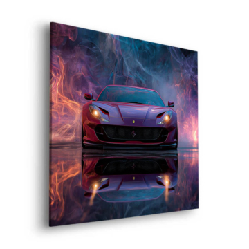 Neonowy dym inspirowany Ferrari - obraz na dibondzie matowym