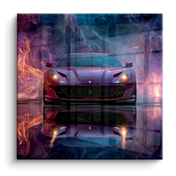 Fumée néon inspirée de Ferrari - tableau PVC brillant