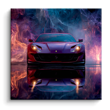Neonowy dym inspirowany Ferrari - obraz na matowym PVC