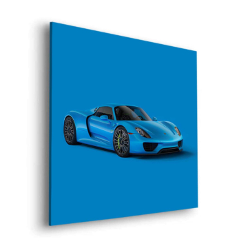 Porsche 718 Spyder Inspired Blue Dibond Matt Art