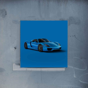 Inspirado azul en Porsche 718 Spyder - póster