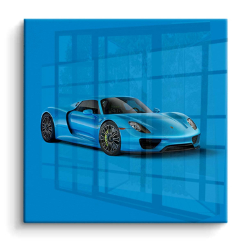 Porsche 718 Spyder Inspired Blue PVC Gloss Art