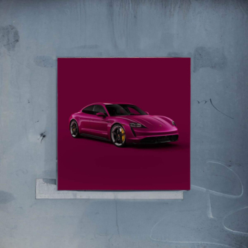 Coche magenta inspirado en Porsche Taycan - póster