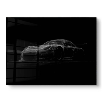 Dunkle Porsche-911-Silhouette - PVC-Bild glänzend