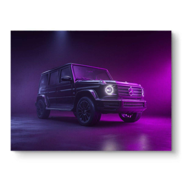 Mercedes G-Class Purple Neon Canvas Art