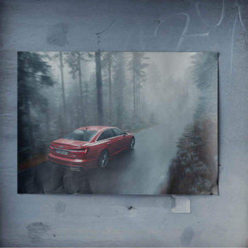 Audi A8 im nebligen Wald - Poster