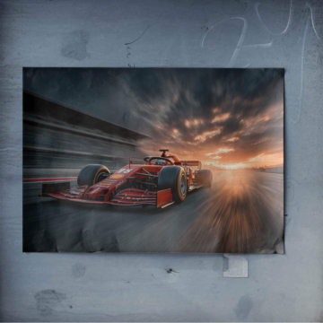 Ferrari F2004 au coucher du soleil - poster