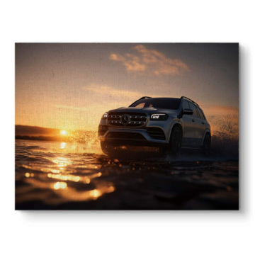 Mercedes SUV Sunset Drive Canvas Art