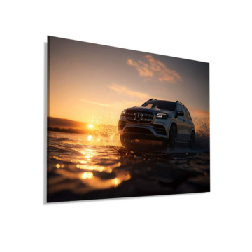 Mercedes SUV Sunset Drive Dibond Matt Art
